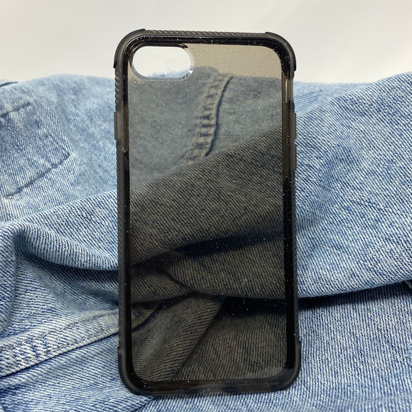iPhone XS Max Case Clear Black Glitter Cover NEW - Picture 1 of 7